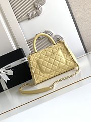 Chanel Coco flap bag with top handle, yellow 24cm - 5