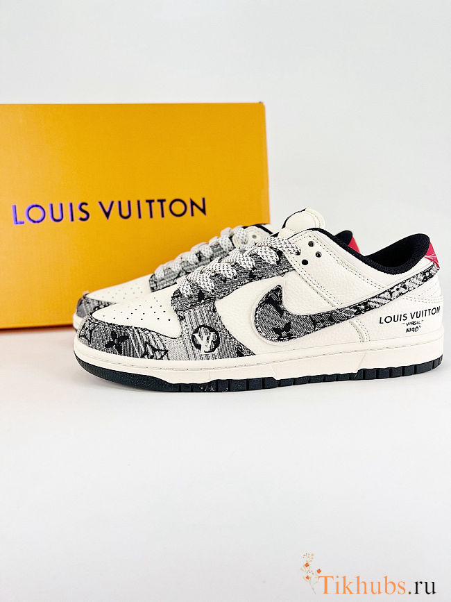 Nike SB Dunk Low x Louis Vuitton in white with black monogram fabric details - 1