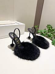 Loewe black shearling-trimmed heeled sandals 10 cm - 1