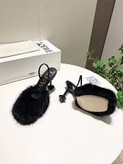 Loewe black shearling-trimmed heeled sandals 10 cm - 6