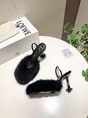 Loewe black shearling-trimmed heeled sandals 10 cm - 5