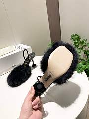 Loewe black shearling-trimmed heeled sandals 10 cm - 4