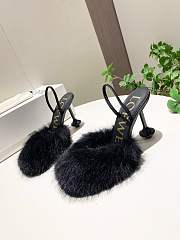 Loewe black shearling-trimmed heeled sandals 10 cm - 3