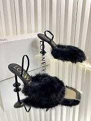 Loewe black shearling-trimmed heeled sandals 10 cm - 2