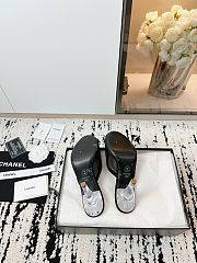 Chanel black mesh peep toe CC mules 7cm - 6