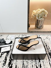 Chanel black mesh peep toe CC mules 7cm - 3