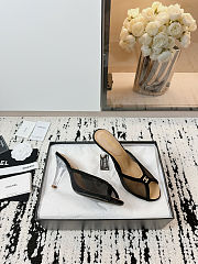 Chanel black mesh peep toe CC mules 7cm - 2