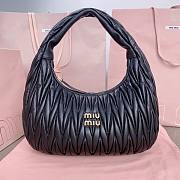 Miu Miu Wander matelassé hobo bag in black nappa leather 29 X 24 X 10 cm - 1