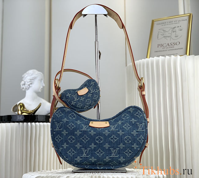 Louis Vuitton Croissant MM Monogram Denim Blue shoulder bag with a matching mini pochette 21X7X13 cm - 1