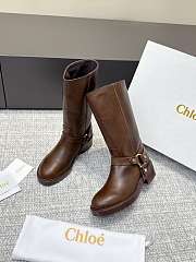 Chloé Dakota brown leather biker boots with gold-tone hardware - 5
