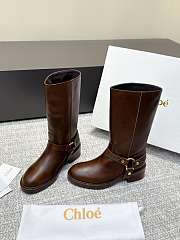 Chloé Dakota brown leather biker boots with gold-tone hardware - 2