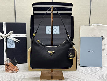 Prada Tessuto Nylon Saffiano Mini Re-Edition 2005 Bag Black 22x18x6.5cm