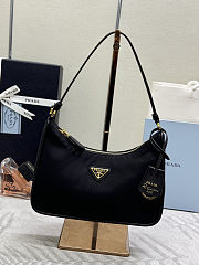 Prada Tessuto Nylon Saffiano Mini Re-Edition 2005 Bag Black 22x18x6.5cm - 6