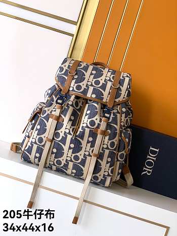 Dior Hit the Road backpack with a blue and beige 34x44x16 cm