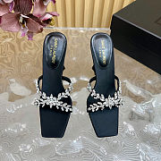 Saint Laurent open toe black crystal embellished pumps 10.5cm - 5