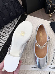 Chanel Mary Jane shoes in a silver metallic finish  - 6