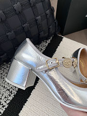 Chanel Mary Jane shoes in a silver metallic finish  - 5