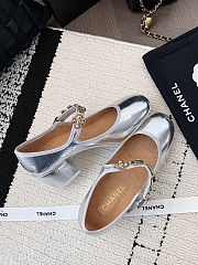Chanel Mary Jane shoes in a silver metallic finish  - 3