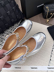 Chanel Mary Jane shoes in a silver metallic finish  - 2