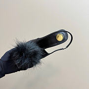 YSL High Heel Sandals Amber Black Mink Fur 10,5 cm - 6