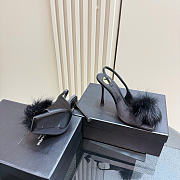 YSL High Heel Sandals Amber Black Mink Fur 10,5 cm - 5
