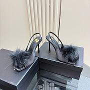 YSL High Heel Sandals Amber Black Mink Fur 10,5 cm - 4