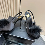 YSL High Heel Sandals Amber Black Mink Fur 10,5 cm - 2