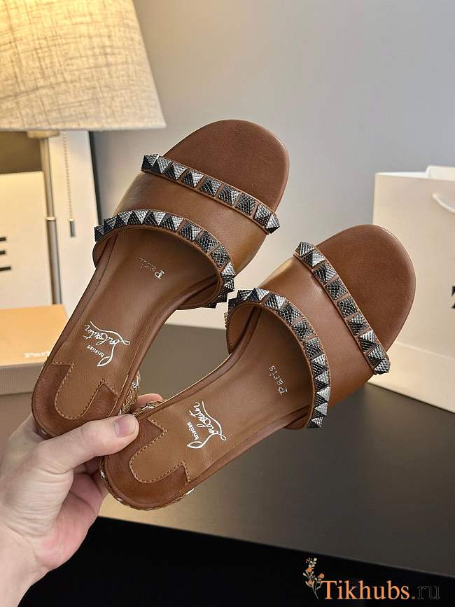 Christian Louboutin Pyramule Slide Sandal brown - 1