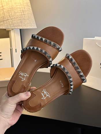 Christian Louboutin Pyramule Slide Sandal brown
