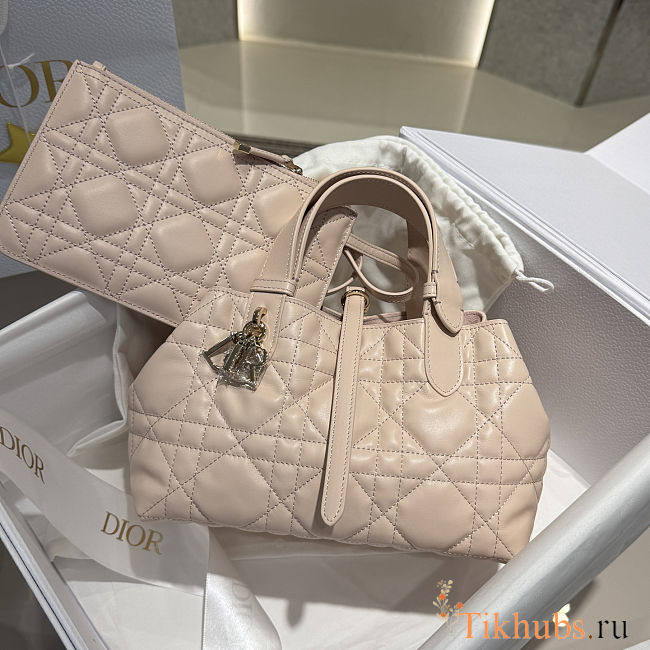  Dior Toujours bag in powder beige Macrocannage calfskin 23*14*12cm - 1