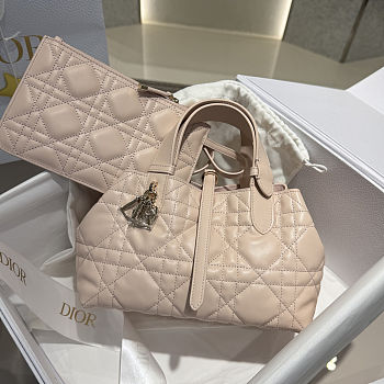  Dior Toujours bag in powder beige Macrocannage calfskin 23*14*12cm