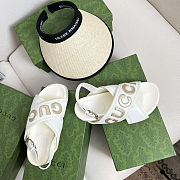 Gucci Logo-appliqué Leather Sandals in a cream/off-white color - 4