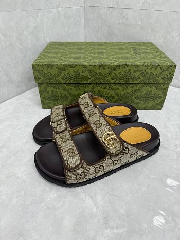 GG Slider Sandal with Double Beige and Black
