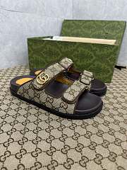 GG Slider Sandal with Double Beige and Black - 4