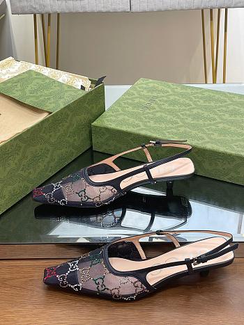 Gucci GG crystal-embellished slingback pumps in black meshb heel 3.5 cm
