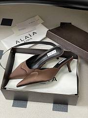 Alaïa Le Coeur 55 satin mules in brown - 2