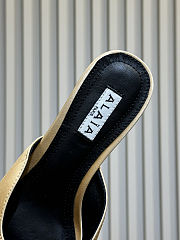 Alaïa Le Coeur 55 satin mules in beige - 3