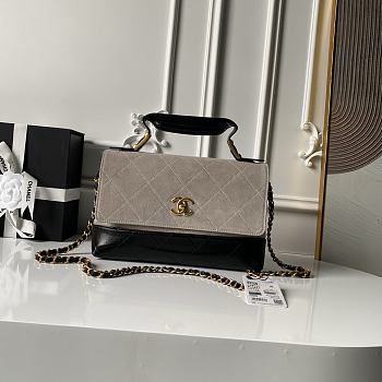  Chanel 25A Mini Box Suede and Lambskin Bag 18×28.5×7.5cm