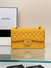 Chanel small classic double flap bag in yellow caviar leather with gold-tone hardware 25cm - 1