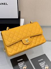 Chanel small classic double flap bag in yellow caviar leather with gold-tone hardware 25cm - 5