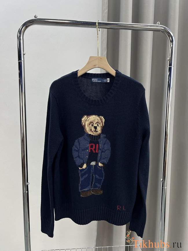 Polo Ralph Lauren navy blue cotton-blend Polo Bear sweater - 1
