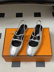 Hermes Mila slingback ballet flats in a metallic finish goatskin - 5