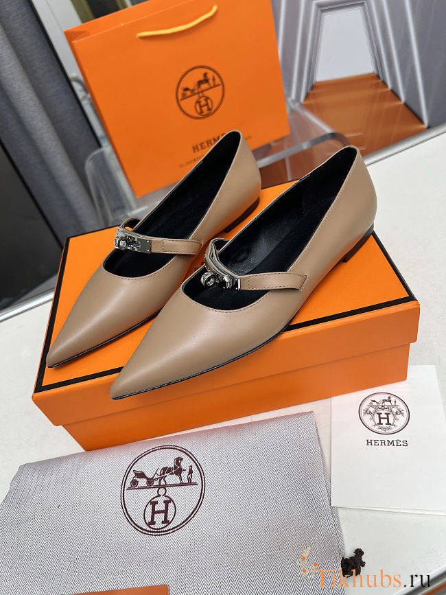 Hermès Kelly ballet flats in naturel clair calfskin leather beige - 1