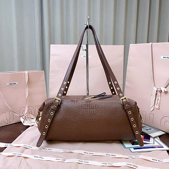 Miu Miu Beau or Aventure shoulder bag in brown leather 36cmx20cx15 cm