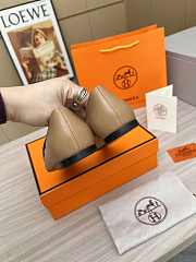Hermès Kelly ballet flats in calfskin leather in light brown color - 4