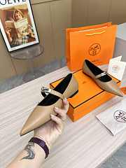 Hermès Kelly ballet flats in calfskin leather in light brown color - 6