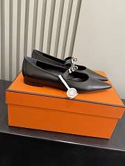 Hermès Kelly ballet flats in calfskin leather in black color - 4