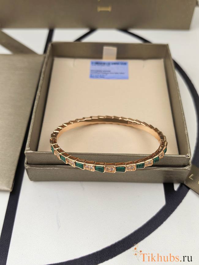 Bvlgari Serpenti Viper Bracelet rose gold with malachite and diamond  - 1
