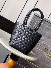 Chanel Cambon line Tote Bag in full Black color 24X20X8cm - 1