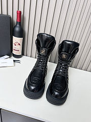 Chanel platform quilted leather combat boots - 5